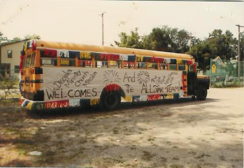 Disciples Ministry Church decorated church bus used to transport children to the All Star Baseball game.