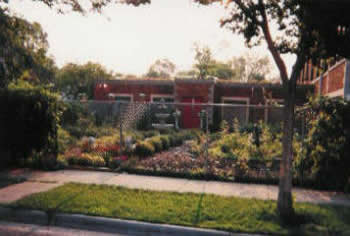 The church garden is located on the northside of the building and in front of the community addition.