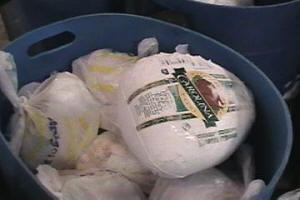 Frozen Turkeys for the Holiday grocery bags.