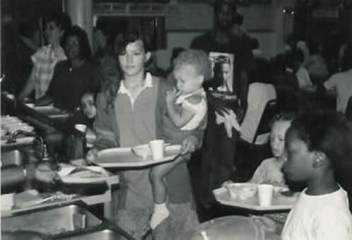 Many young children received hot breakfast at the morning buffet.